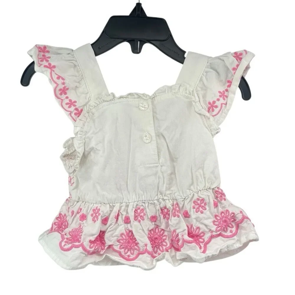 Little Lass 18M Pink Embroidered Smocked Top Cargo Pants Outfit Set Boho - Picture 4 of 13